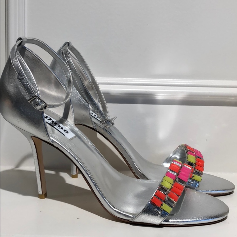 Dune Silver Heels Multi Jewel Detail Size 10